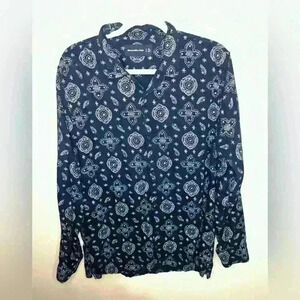 Abercrombie & Fitch Men’s Long Sleeve Button Up Shirt Blue Paisley Size XL